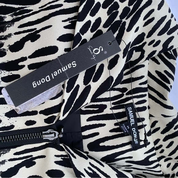 NWT Samuel Dong Jacket Black & Cream Zippered Belted Size Medium - Picture 5 of 10